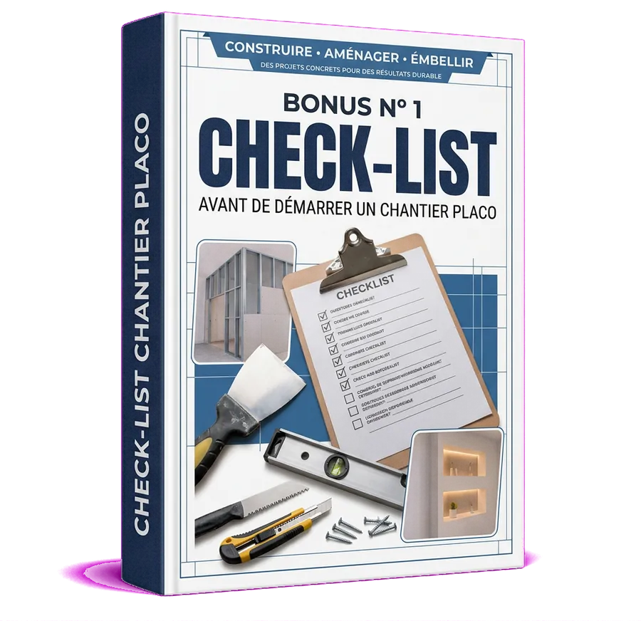 Mockup du bonus checklist avant de démarrer un chantier placo